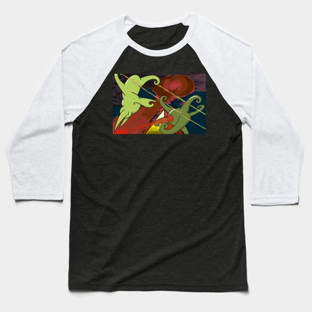 Alien Fight Baseball T-Shirt by IcarusPoe